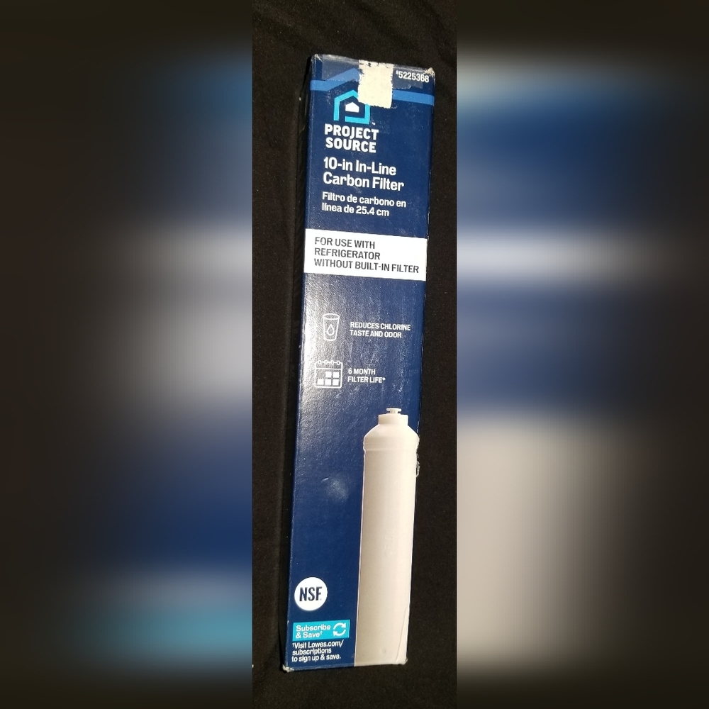 NWT Project Source 10" In-Line Refrigerator Gac Water Dispenser Replacement Filt